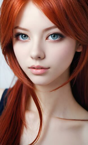 AI girl with red hair wallpaper