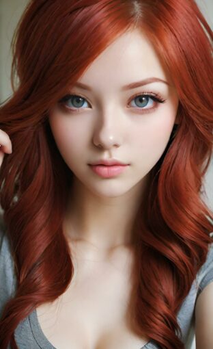 AI girl with red hair wallpaper
