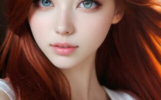 AI girl with red hair wallpaper