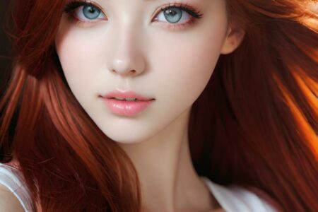AI girl with red hair wallpaper