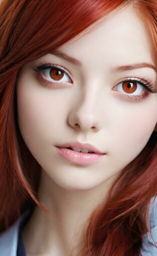 AI girl with red hair wallpaper