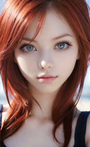 AI girl with red hair wallpaper