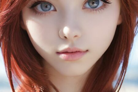 AI girl with red hair wallpaper