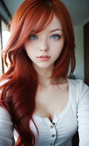 AI girl with red hair wallpaper