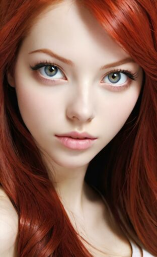 AI girl with red hair wallpaper