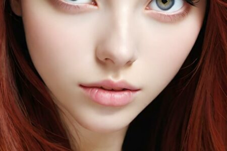 AI girl with red hair wallpaper