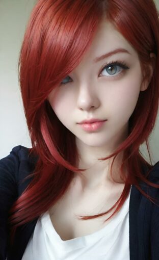 AI girl with red hair wallpaper