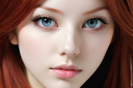 AI girl with red hair wallpaper