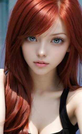AI girl with red hair wallpaper
