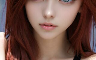 AI girl with red hair wallpaper