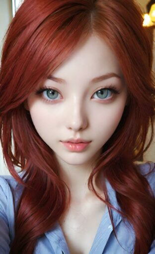 AI girl with red hair wallpaper
