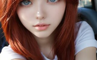 AI girl with red hair wallpaper