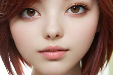 AI girl with red hair wallpaper