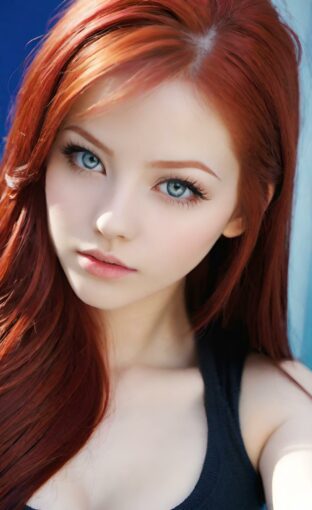 AI girl with red hair wallpaper