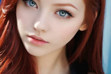 AI girl with red hair wallpaper