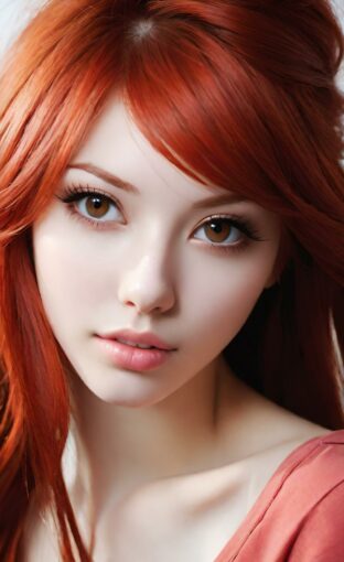 AI girl with red hair wallpaper
