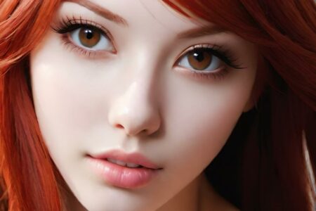 AI girl with red hair wallpaper