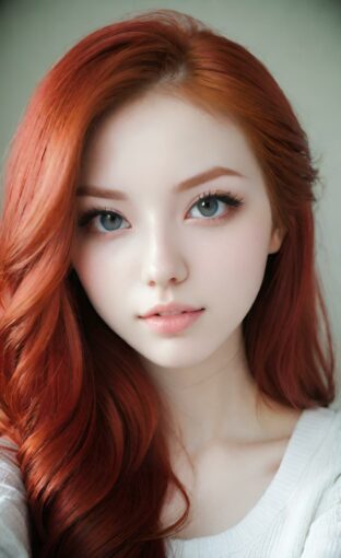 AI girl with red hair wallpaper