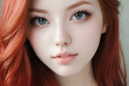 AI girl with red hair wallpaper