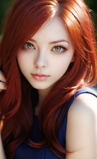 AI girl with red hair wallpaper