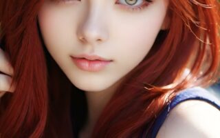 AI girl with red hair wallpaper