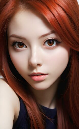 AI girl with red hair wallpaper