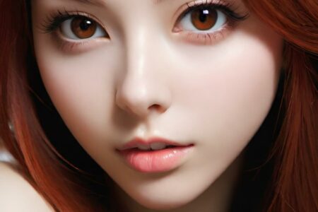 AI girl with red hair wallpaper