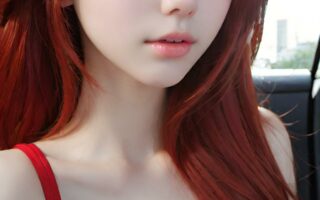 AI girl with red hair wallpaper