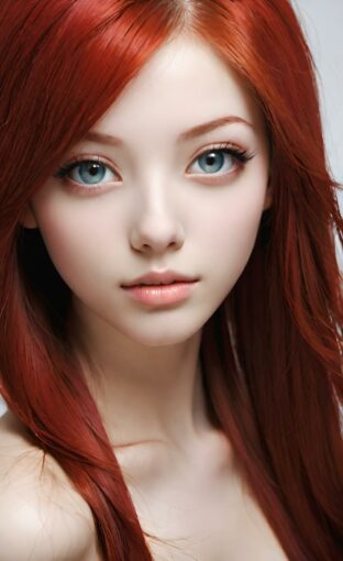 AI girl with red hair wallpaper
