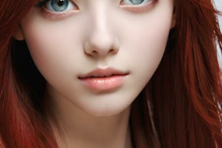 AI girl with red hair wallpaper