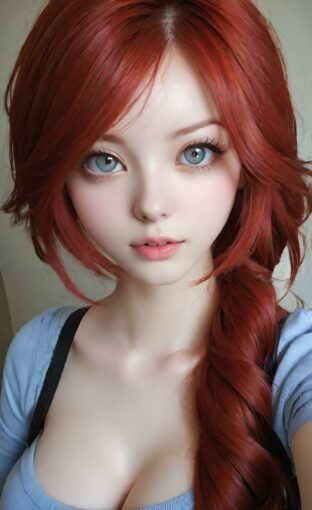 AI girl with red hair wallpaper