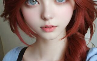 AI girl with red hair wallpaper