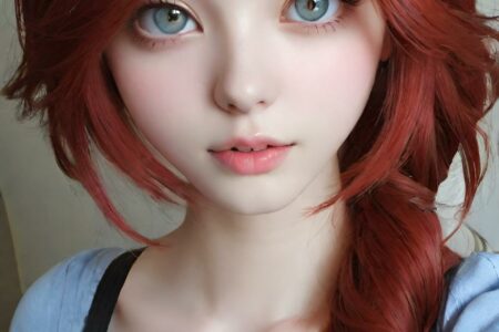 AI girl with red hair wallpaper