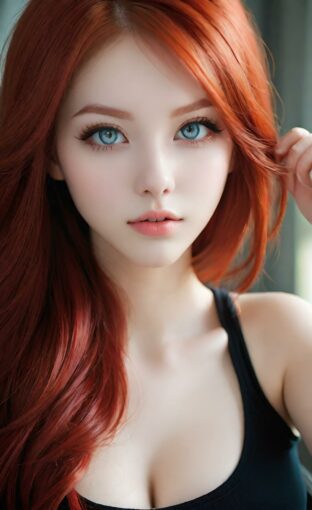 AI girl with red hair wallpaper