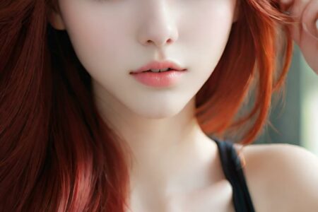AI girl with red hair wallpaper