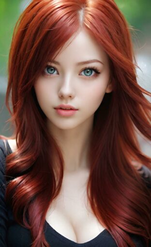 AI girl with red hair wallpaper