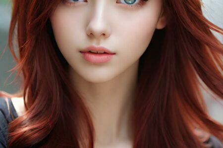 AI girl with red hair wallpaper