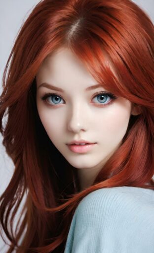 AI girl with red hair wallpaper