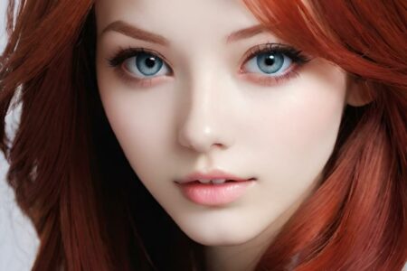 AI girl with red hair wallpaper