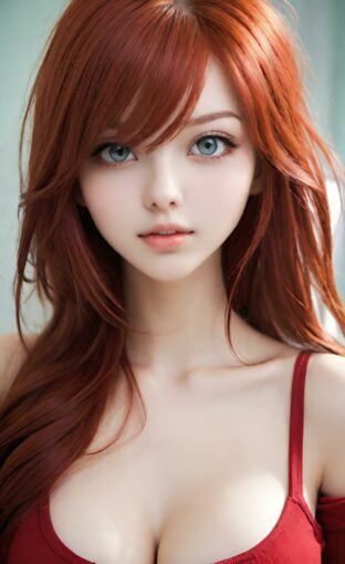 AI girl with red hair wallpaper