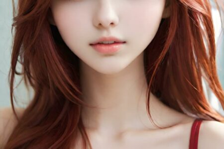 AI girl with red hair wallpaper