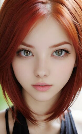 AI girl with red hair wallpaper