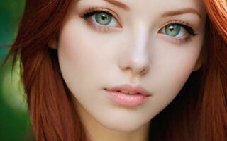 AI girl with red hair wallpaper