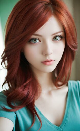 AI girl with red hair wallpaper