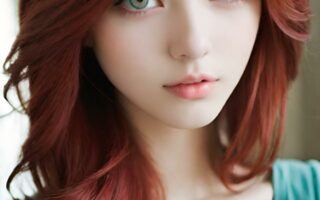 AI girl with red hair wallpaper