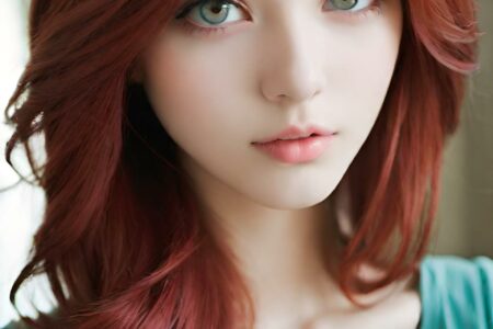AI girl with red hair wallpaper
