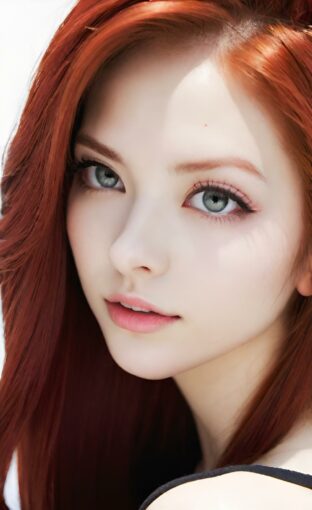 AI girl with red hair wallpaper
