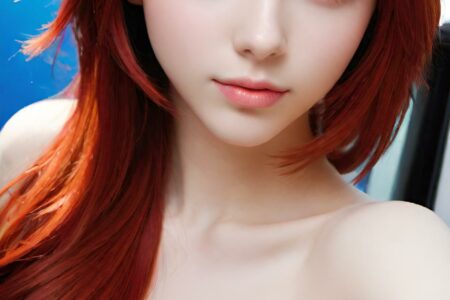 AI girl with red hair wallpaper