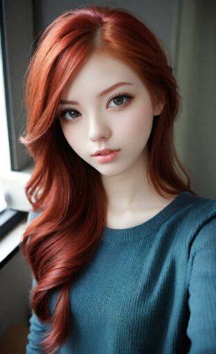 AI girl with red hair wallpaper