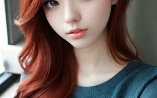 AI girl with red hair wallpaper